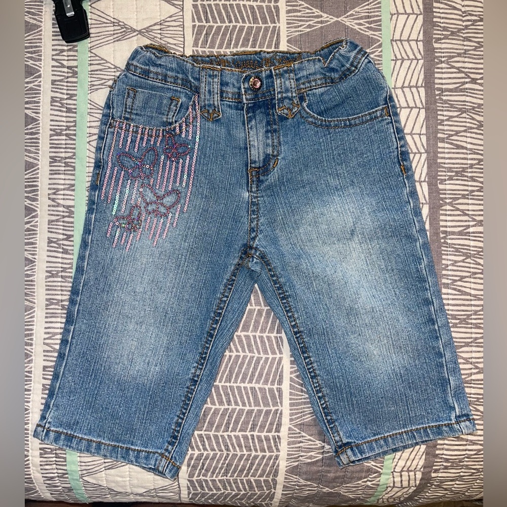 Y2K Girl’s (6) Sequined Butterfly Capri/Jeans